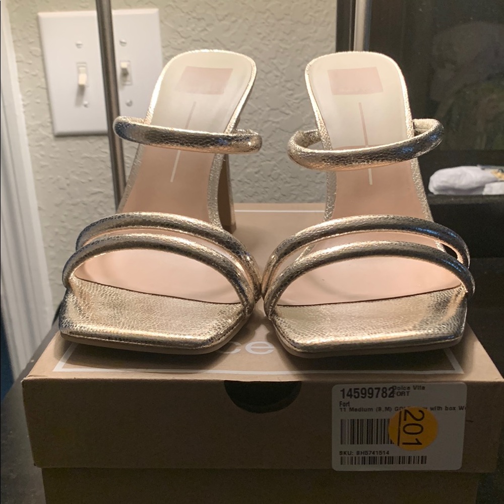 Dolce Vita Gold Block Heel Sandals